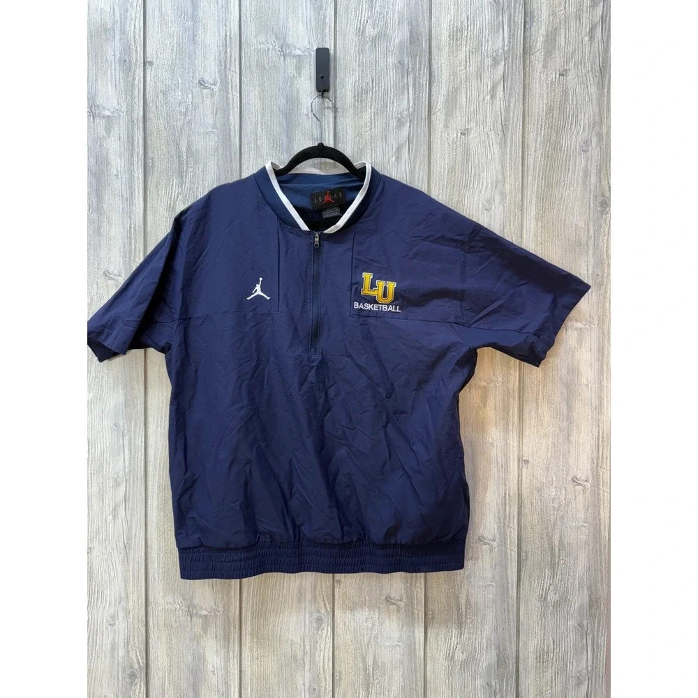 Jordan Mens XL Liberty University LU Basketball Quarter Zip Windbreaker Navy